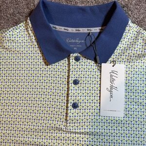 Walter Hagen Clubhouse Golf Polo‎ Moisture Wicking Stretch White Lime XL